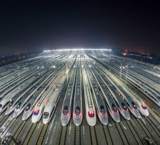 A high-speed train at a Chinese station